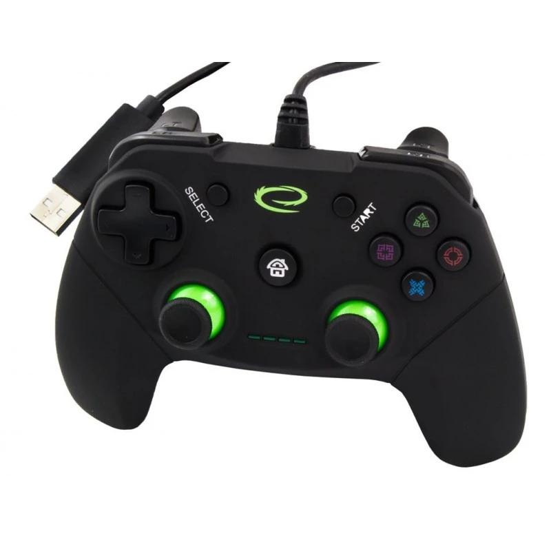 Žaidimų pultas ESPERANZA EGG110K laidinis USB su vibracija, 12 mygtukų, 1,5 m laidas – PC ir PS3