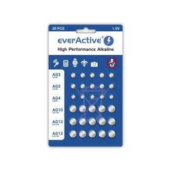 Šarminės baterijos everActive AGMIX30BL 1.5V – 30 vnt., monetinės