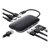 USB-C stotelė nešiojamam kompiuteriui AUKEY CB-C71 — 3x USB‑C (USB 3.2 Gen1), HDMI, RJ‑45, MicroSD, USB PD 100W, 0,15 m kabelis, juoda
