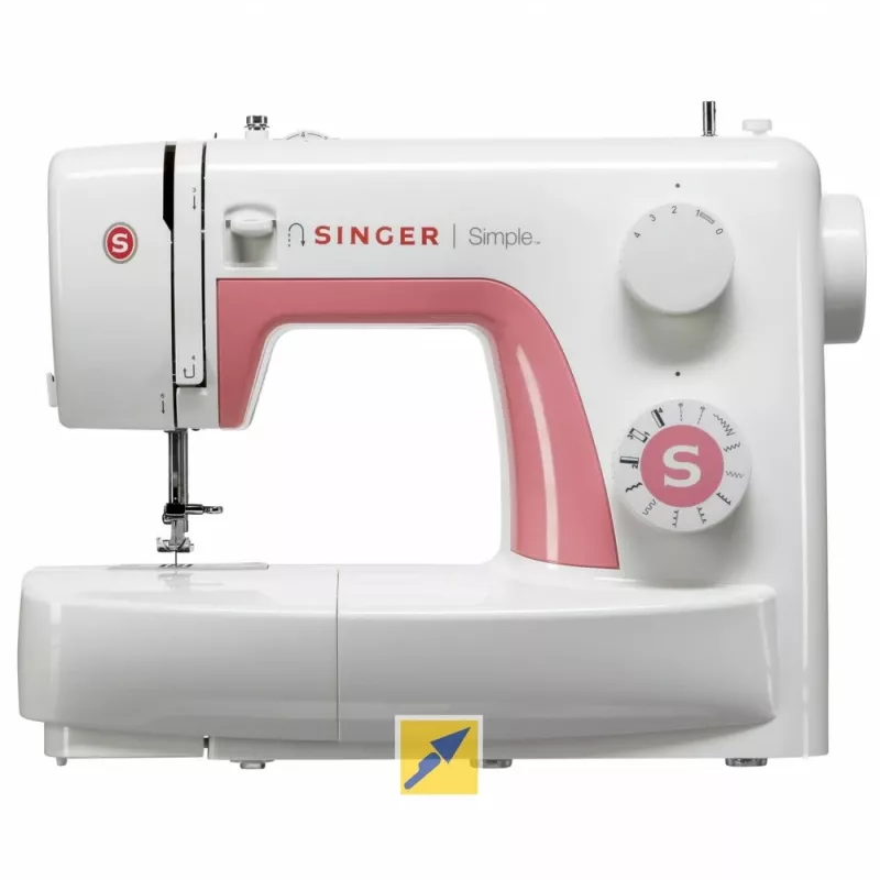 Singer Simple 3210 automatinė siuvimo mašina, elektromechaninė, 10 dygsnių, 4 žingsnių kilpų siuvimas, laisvoji platforma, 85 W, balta/rožinė