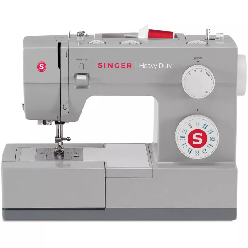 Automatinė siuvimo mašina SINGER SMC4423 — 23 siūlių raštai, 5 mm dygsnio ilgis, 1 žingsnio sagos skylutė, laisva rankovė, elektrinė
