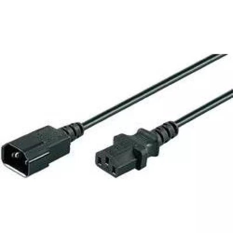 Wentronic Goobay Kaltgeräte Verlängerung, 1 m, Schwarz - Gerätestecker C14 (Kaltgeräteanschluss) > Gerätebuchse C13 (Kaltgeräteanschluss) (95125)