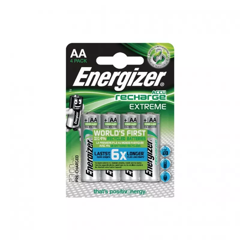 Energizer ACCU Recharge Extreme NiMH AA Įkraunamos Baterijos 2300mAh 4 Vnt.