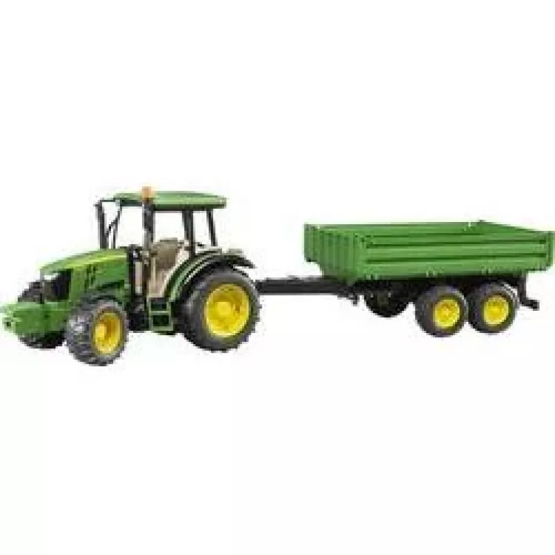 Traktoriaus modelis BRUDER John Deere 5115 M su savivarčio priekaba