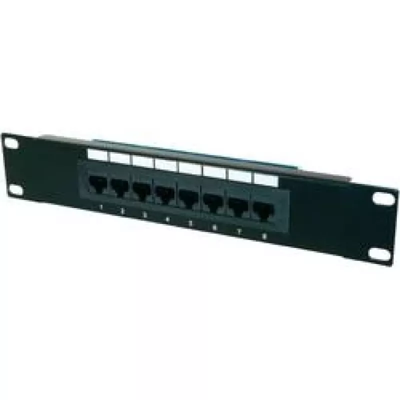Pataisų skydelis 8 prievadų, Cat5e, U/UTP, 1U, juodas (10 colių)