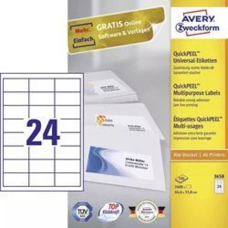 Avery lipdukai – balti – A4 (210 x 297 mm) – 100 vnt. (3658)