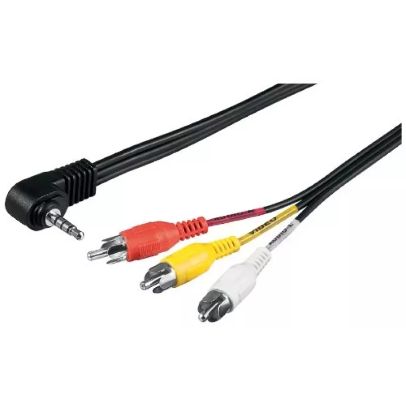 Wentronic Goobay 3,5 mm lizdo / RCA adapterio laidas, 1,5 m – 3,5 mm kištukas (4 kontaktai, stereo) 90° > 3x RCA kištukas (50209)