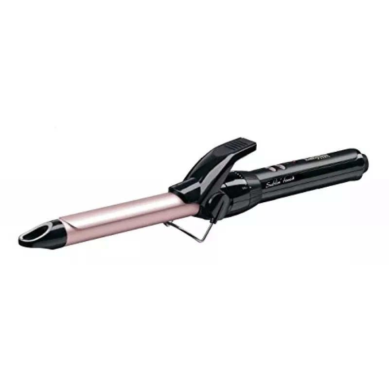 Garbanojimo žnyplės BABYLISS Pro 180 19mm – 19 mm cilindras, 150–180°C, 10 kaitinimo lygių, sukamas laidas, rožinė/juoda