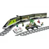 LEGO 60337 City Express keleivinis traukinys nuotolinio valdymo rinkinys su veikiančiais priekiniais žibintais, 2 vagonais ir 24 bėgių dalimis