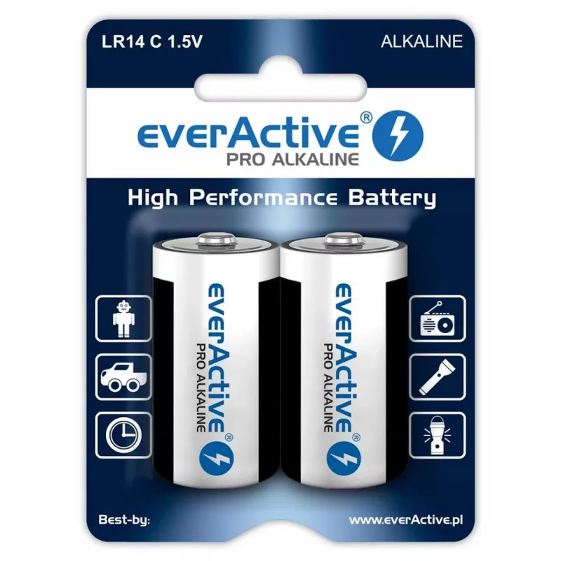Šarminės baterijos everActive Pro LR14 C 1,5 V 8000 mAh — 2 vnt.