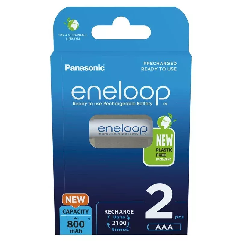 Įkraunamos baterijos PANASONIC ENELOOP AAA 800 mAh 2 vnt. (BK-4MCDE/2CP)