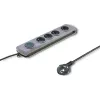 Qoltec 50164 apsauginis filtras su 4 kištukiniais lizdais, 2,5 m kabeliu