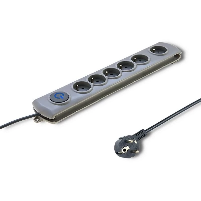 Apsauginis įtampos filtras Qoltec 50165 Pilka 6 kištukiniai lizdai 230 V 1,8 m