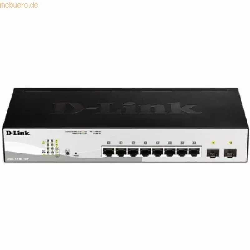 D-Link DGS-1210-10P valdomas L2 gigabito Ethernet (10/100/1000) Power over Ethernet (PoE) 1U juodas