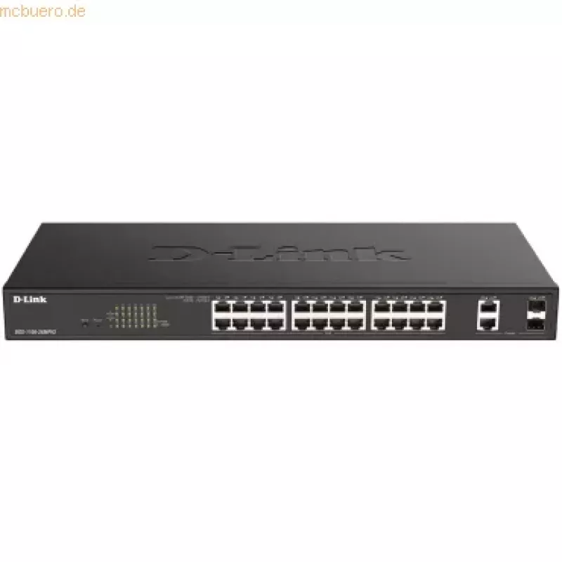 D-Link DGS-1100-26MPV2/E valdomas L2 Gigabit Ethernet komutatorius su PoE, 24 prievadai, juodas