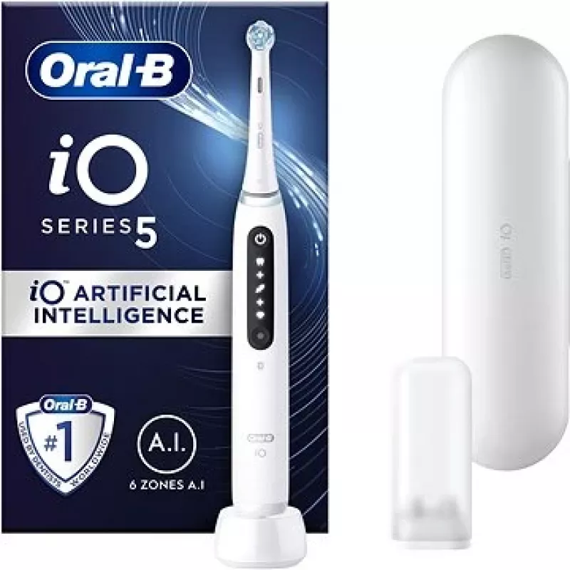 Oral-B IO5 elektrinis dantų šepetėlis su krepšiu Quite White 1 vnt.