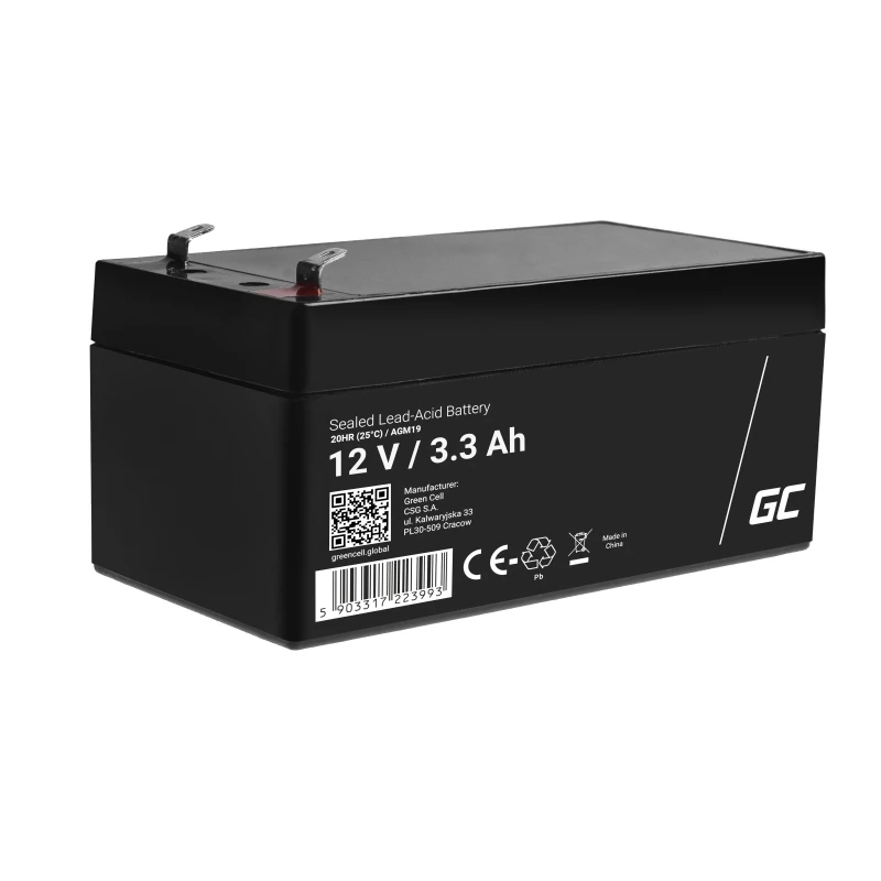 Green Cell AGM19 akumuliatorius UPS sistemoms sandarus švino rūgštinis 12 V 3,3 Ah