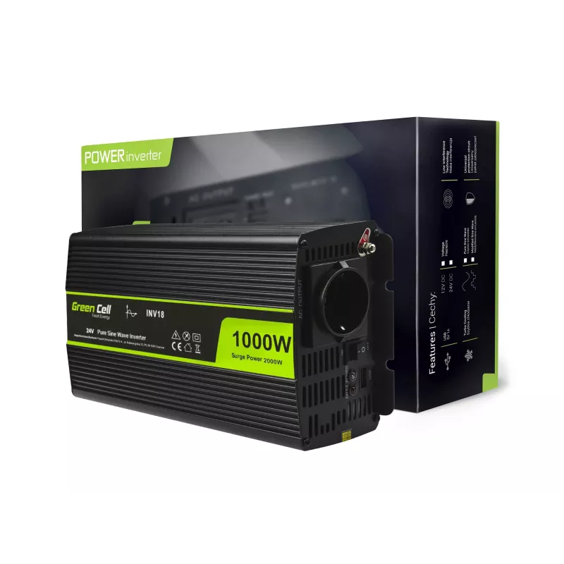 Green Cell INV18 keitiklis nuolatinė įtampa į kintamąją 24 V → 230 V, 1000 W