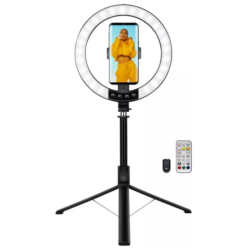 LogiLink išmaniojo telefono žiedinė šviesa su selfie lazda ir trikoju, DM 20 cm (AA0156)