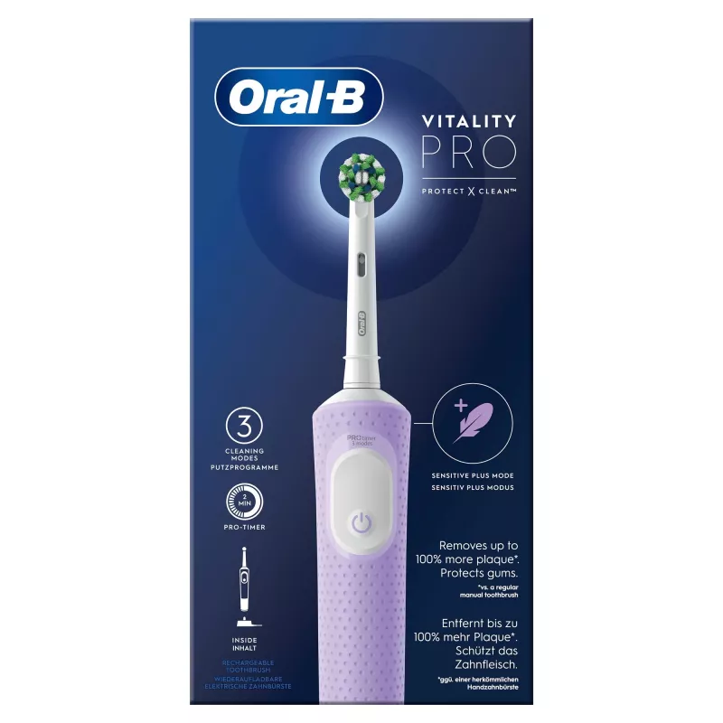 Oral-B Vitality Pro elektrinis dantų šepetėlis violetinis 1 šepetėlio galvutė