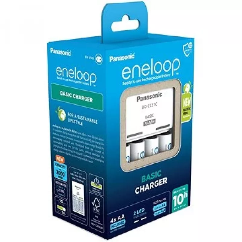 Baterijų įkroviklis PANASONIC Eneloop Basic BQ-CC51 + 4x AA 2000 mAh (K-KJ51MCD40E)