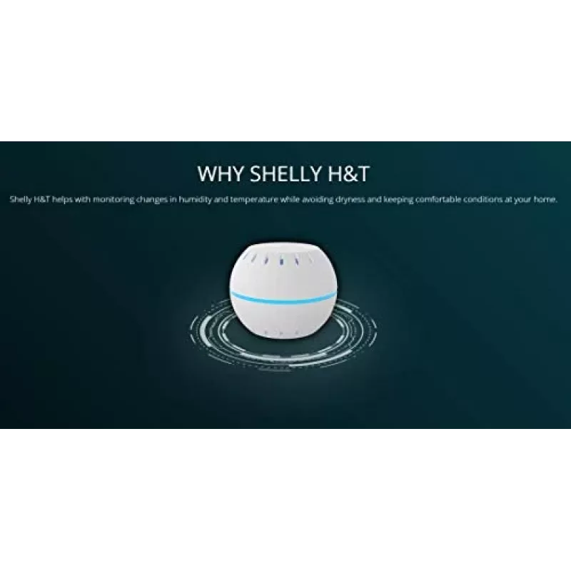 Shelly H&T – belaidis temperatūros ir drėgmės jutiklis, WiFi, kompaktiškas, išmanus namų automatikai, juodos spalvos