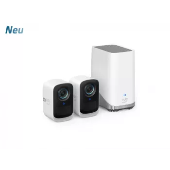 Eufy Security S300 EufyCam 3C 2-Cam Rinkinys Belaidė Lauko Sekimo Kamera, 4K raiška, Išplečiama Vietinė Saugykla iki 16TB, Veido Atpažinimo DI
