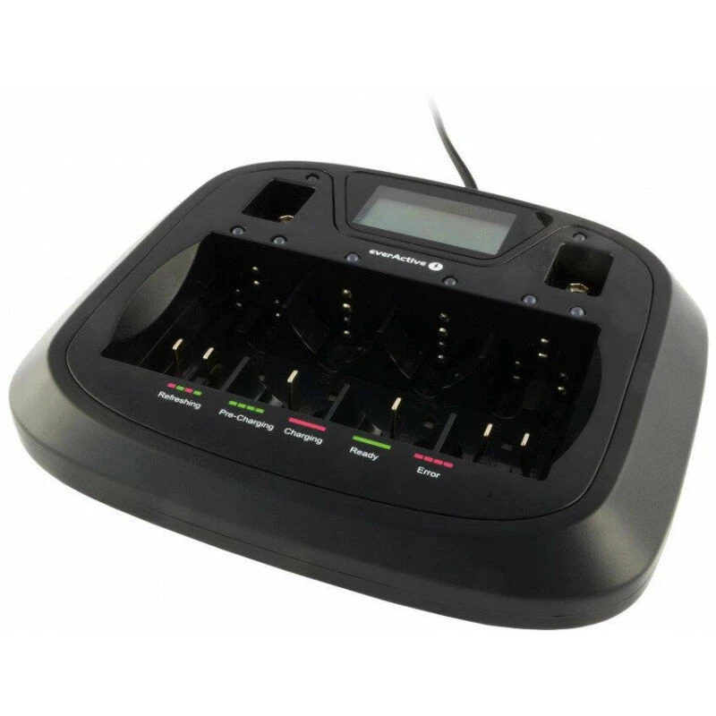 Įkroviklis baterijoms everActive NC-900U Universal DC – įkrauna AA, AAA, C, D, 9V, iki 6 elementų, juodas