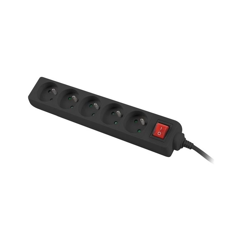 Lanberg PS1-05E-0300-BK 5 lizdų ilgintuvas (3 m), juodas, su jungikliu
