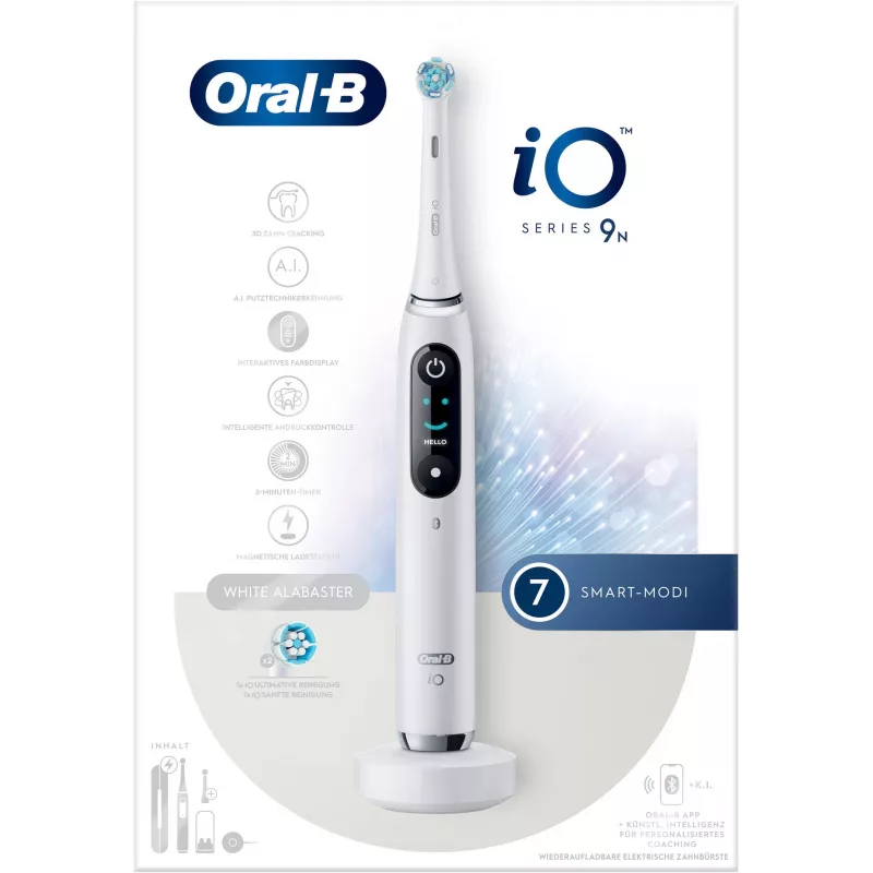 Oral-B iO 9N suaugusiųjų vibracinis dantų šepetėlis Baltas