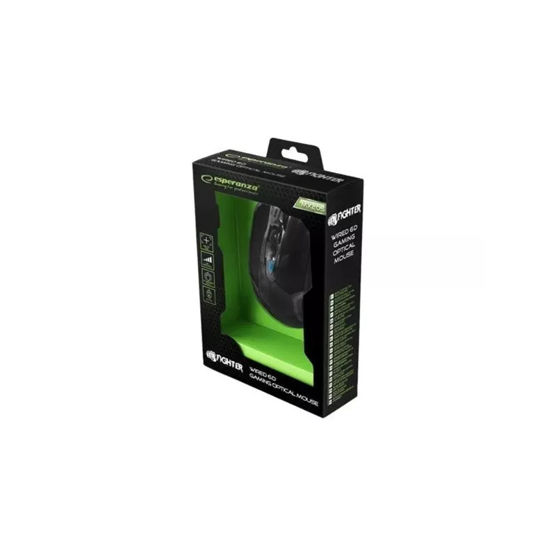 Esperanza MX205 FIGHTER - Žaidimų pelė - USB - Optinė - 6 mygtukai - Juoda