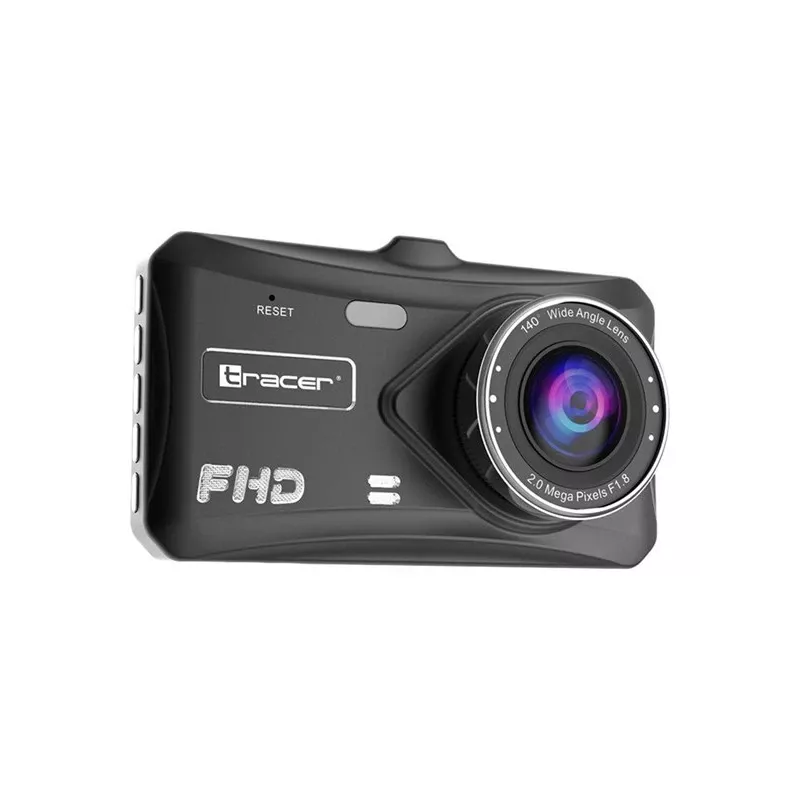 Automobilinis vaizdo registratorius TRACER 4TS Full HD dviejų kamerų, 2 MP priekinė, 0.4 MP salono, 140°/60° kampai, 4 colių IPS ekranas, 150 mAh baterija, aliumininis korpusas, parkavimo pagalba