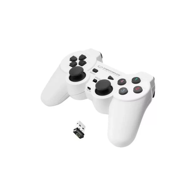 Esperanza EGG108W Belaidis žaidimų valdiklis juodos ir baltos spalvos RF valdiklis su analoginiu / skaitmeniniu režimu PC, PlayStation 3
