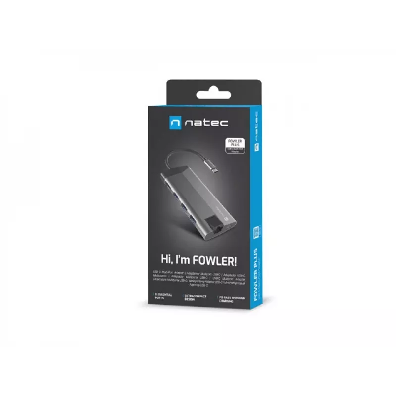 NATEC Fowler Plus USB Type-C juodai pilkas MicroSD SD centras