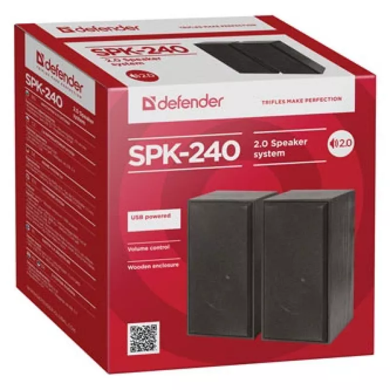 DEFENDER SPK-240 laidiniai staliniai garsiakalbiai, 2.0, 6 W RMS, USB maitinimas, 3,5 mm, juodi