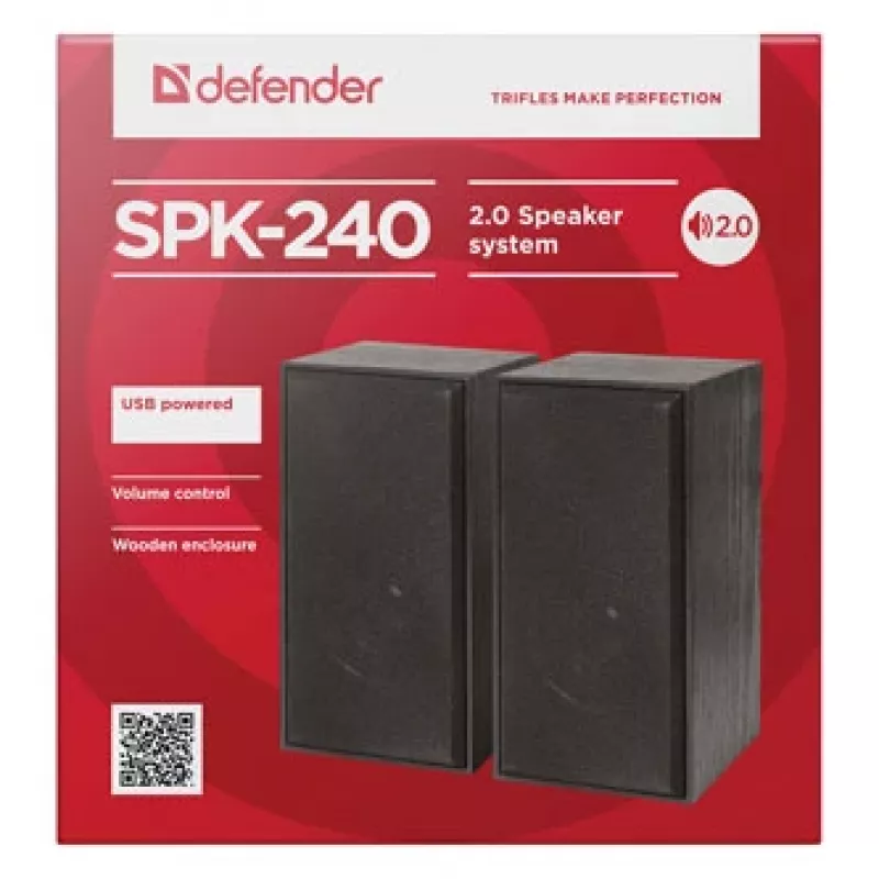 DEFENDER SPK-240 laidiniai staliniai garsiakalbiai, 2.0, 6 W RMS, USB maitinimas, 3,5 mm, juodi