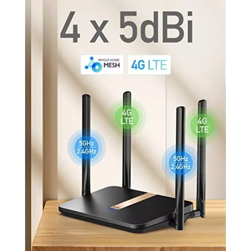 Cudy LT500D belaidis maršrutizatorius Fast Ethernet Dual-band (2,4 GHz / 5 GHz) 4G Juodas