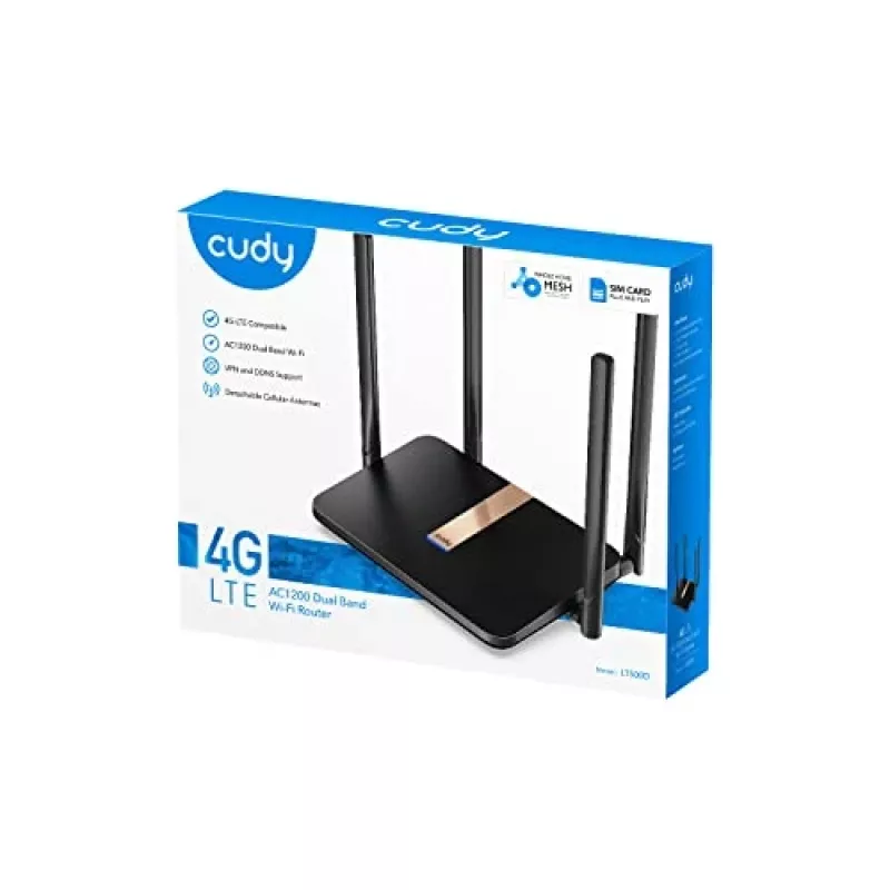 Cudy LT500D belaidis maršrutizatorius Fast Ethernet Dual-band (2,4 GHz / 5 GHz) 4G Juodas