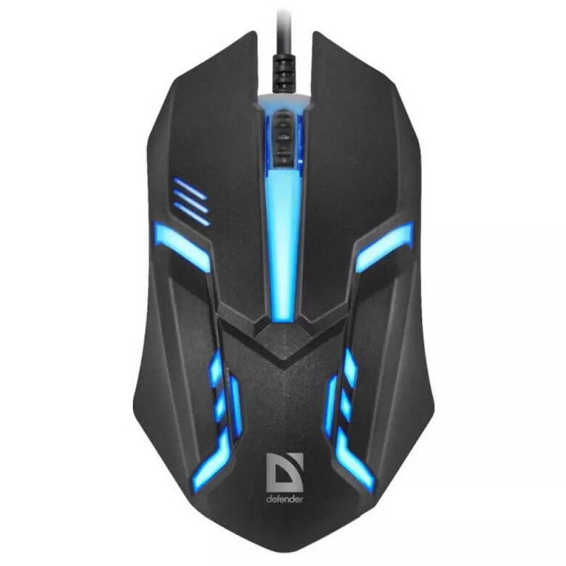 Laidinė optinė pelė DEFENDER CYBER MB-560L – ambidekstrinė, 1200 DPI, USB Type-A, 2 mygtukai, juoda