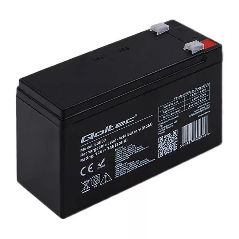 QOLTEC 53030 AGM akumuliatorius 12V 7Ah