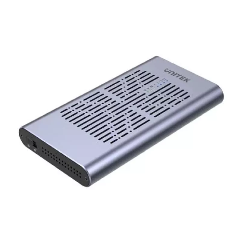SSD dėklas Unitek S1206A 2× M.2 NVMe PCIe Gen3 x4, USB 3.2 Gen 2 (10 Gbit/s), aliuminis, USB-C, su maitinimo šaltiniu