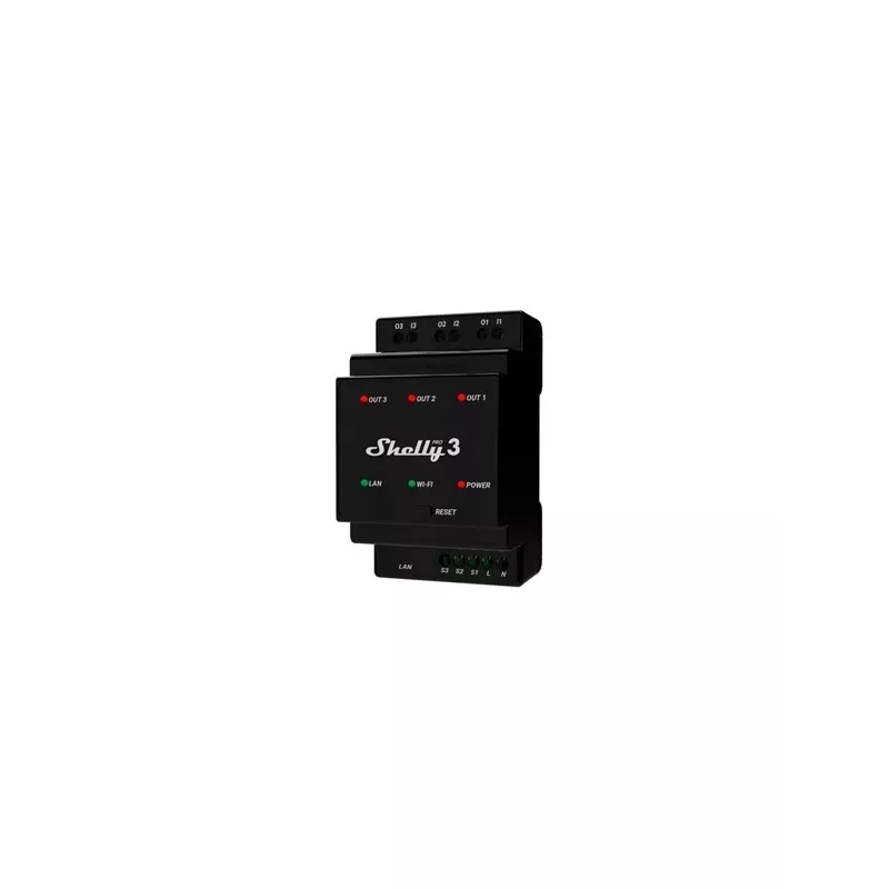 Shelly Pro 3 DIN bėgio WiFi/LAN/Bluetooth relių jungiklis