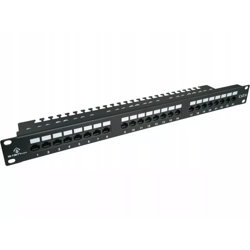 Pataisų skydas Alantec PK001 24 prievadų UTP Cat.6 1U 19 colių – 24x RJ45, U/UTP (UTP), juodas
