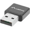 USB belaidžio tinklo adapteris LANBERG NC-0300-WI, 2x vidinės antenos 2 dBi, USB 2.0, iki 300 Mbit/s, juodas