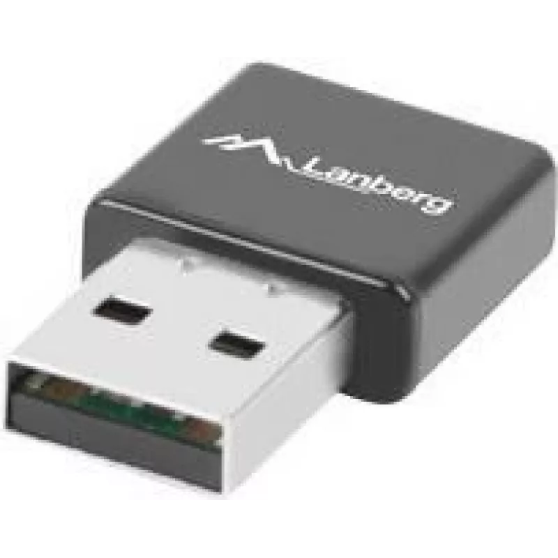 USB belaidžio tinklo adapteris LANBERG NC-0300-WI, 2x vidinės antenos 2 dBi, USB 2.0, iki 300 Mbit/s, juodas