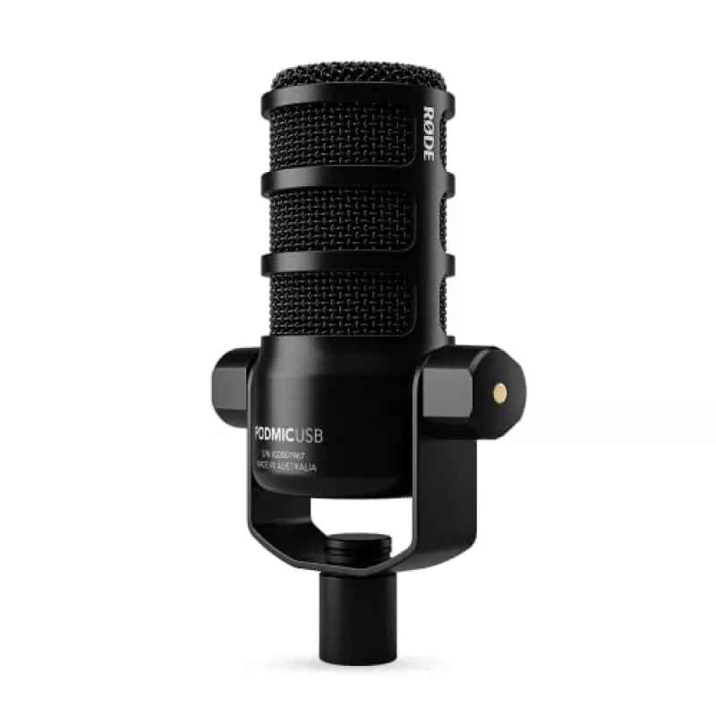 Studijinis mikrofonas RØDE PodMic USB – kardioidinis XLR/USB, 24 bitai / 48 kHz, USB-C, ausinių išvestis, sukamasis garsumo reguliatorius, juodas