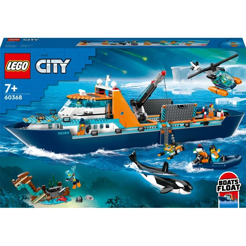Konstruktorius LEGO City Arktinis tyrinėjimų laivas 60368 — 815 dalių, 7+ metai, 4 minifigūrėlės