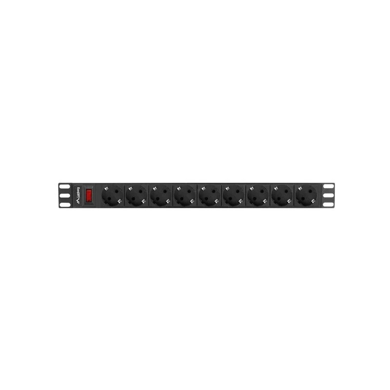 Lanberg PDU-09F-0300-BK maitinimo paskirstymo blokas, 9x F tipo lizdai, 3 m kabelis, aliumininis korpusas, 10 A