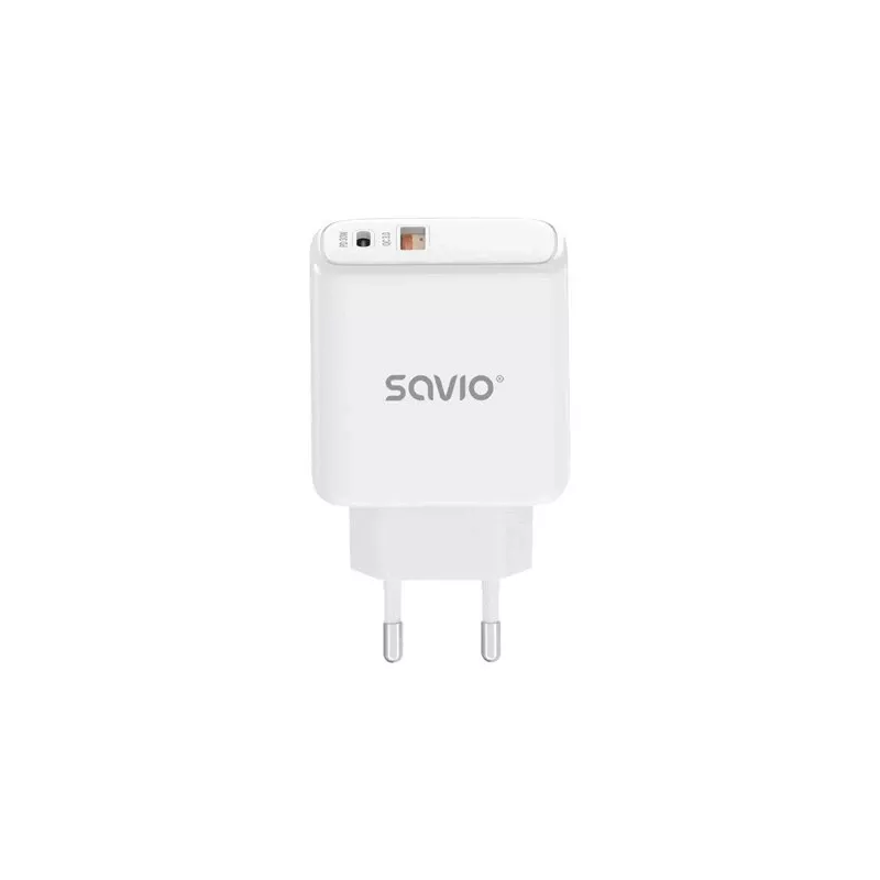 SAVIO LA-06 USB Type-A & Type-C greitasis įkroviklis su Quick Charge 3.0 ir Power Delivery 3.0, 30W