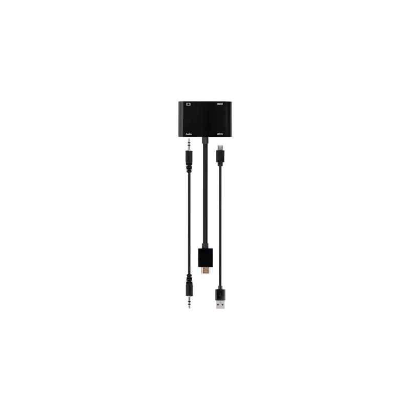 Gembird A-HDMIM-HDMIFVGAF-01 adapteris iš HDMI kištuko į HDMI lizdą + VGA lizdą, su garsu ir maitinimo jungtimi